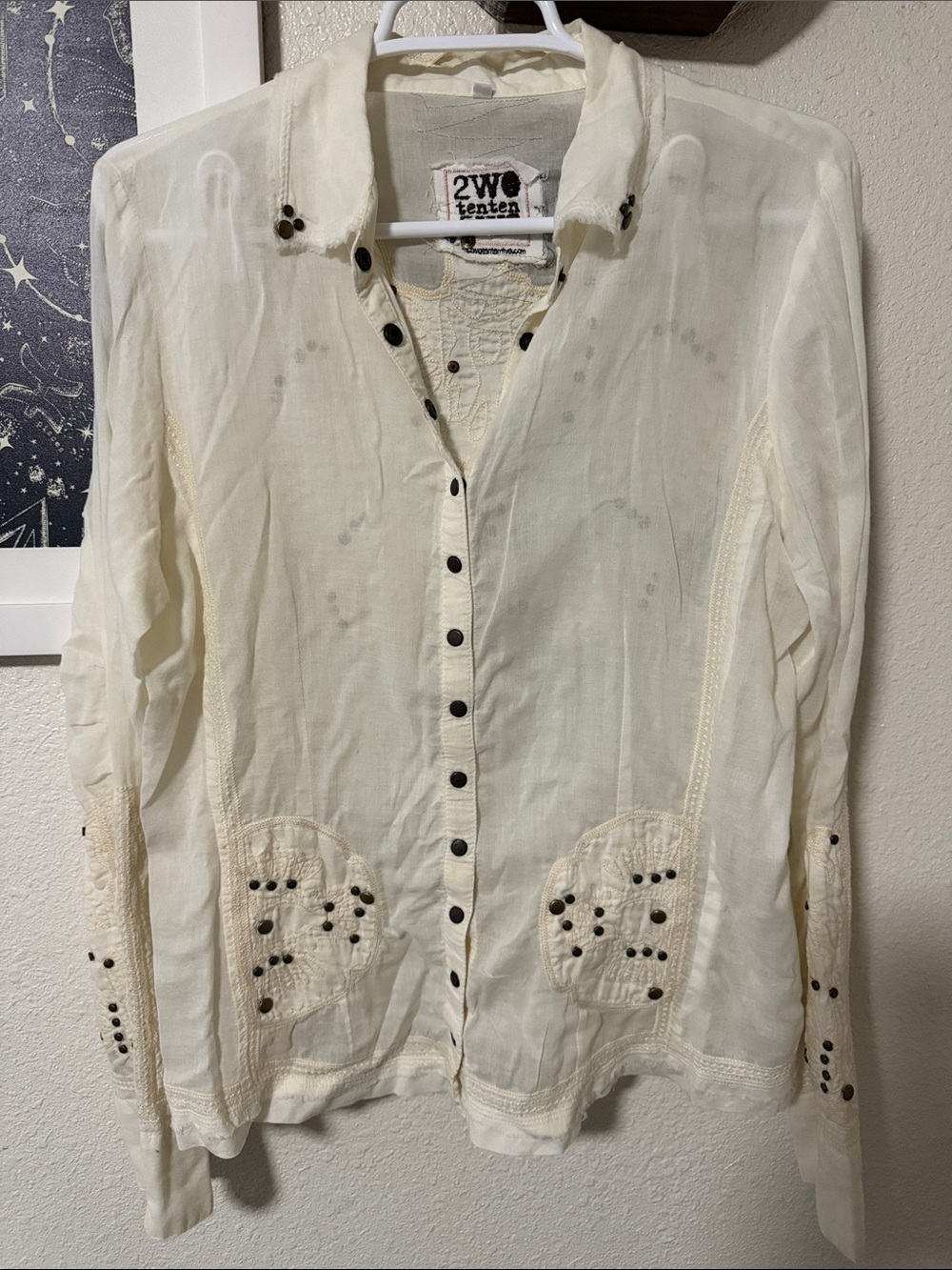 2WO Ten Ten Five Johnny Was button up Shirt Rare!